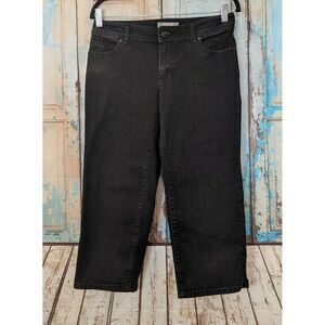 Chicos Womens Size 0 Black Cotton Blend Dark Wash Low Rise Crop Capri Jeans